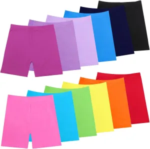 12 Pack Multi - Color Girls Dance Shorts for Toddlers, Breathable & Safe for Biking, Cartwheeling, Yoga, Gymnastics
