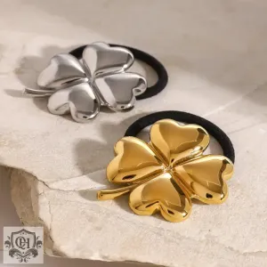 18K gold light luxury noble four-leaf clover design simple style hair accessories