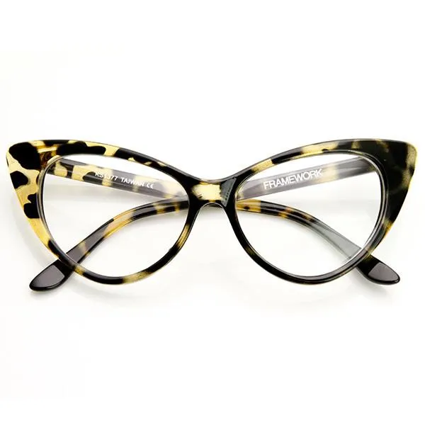 1950's Vintage Mod Fashion Cat Eye Clear Lens Glasses