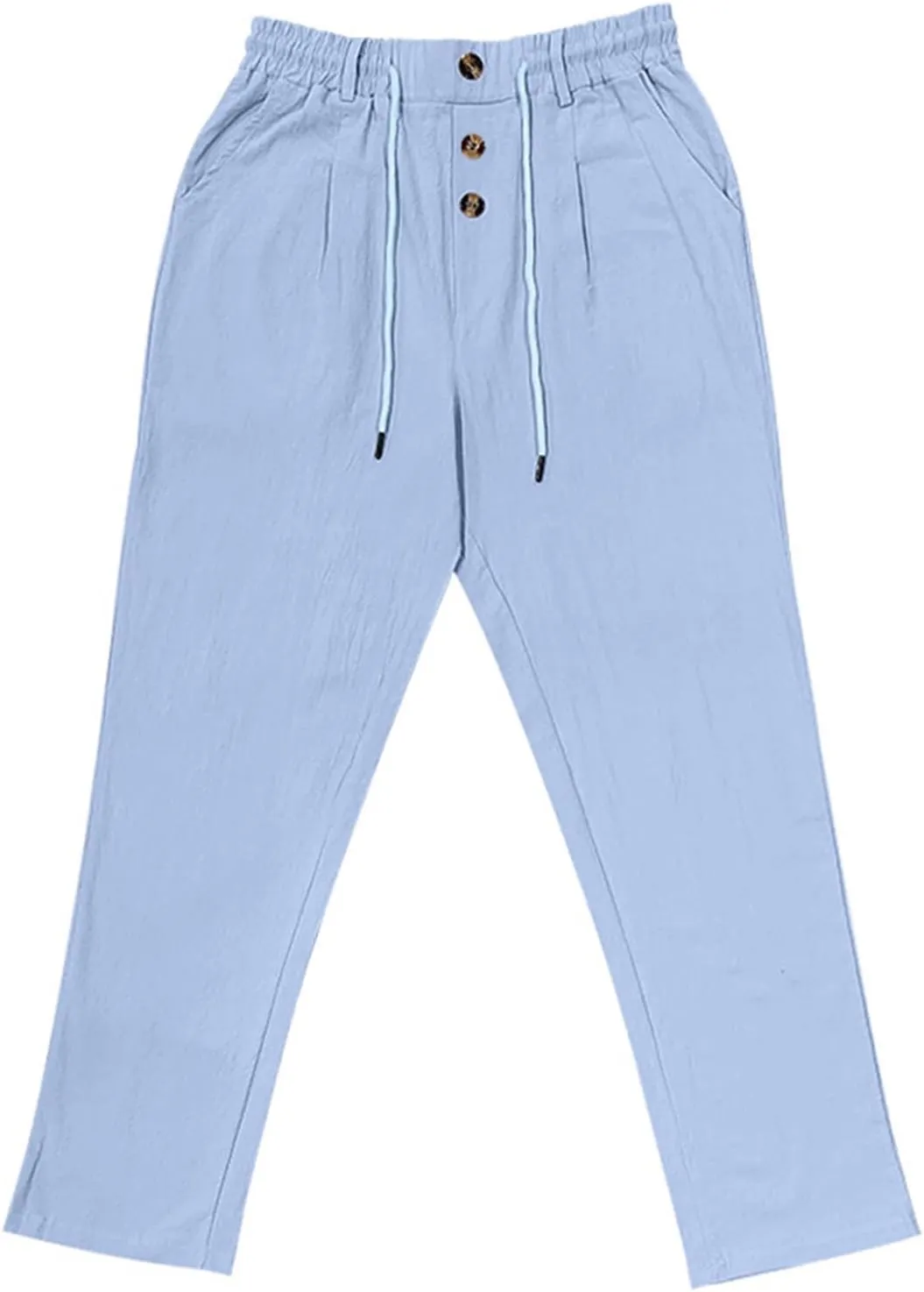 2025 Men's Casual Beach Pants Button Loose Fit Breathable Linen Pants