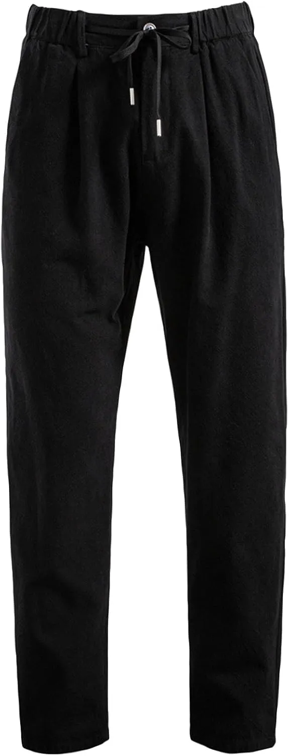 2025 Men's Summer Drawstring Casual Pants Breathable Cotton Linen Pants