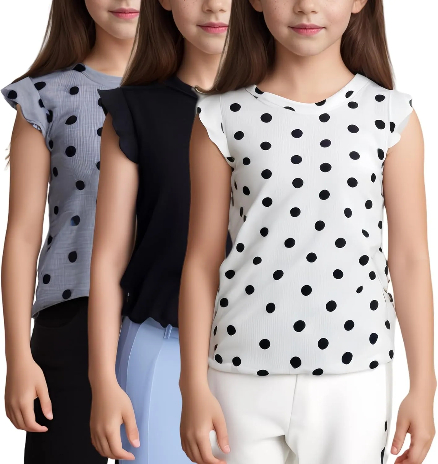 3-Pack Girls Dance & Gymnastics Tank Tops with Buckle Trim Everyday Casual & Versatile Wear for 4-10Y