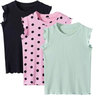 3-Pack Girls Dance & Gymnastics Tank Tops with Buckle Trim Everyday Casual & Versatile Wear for 4-10Y
