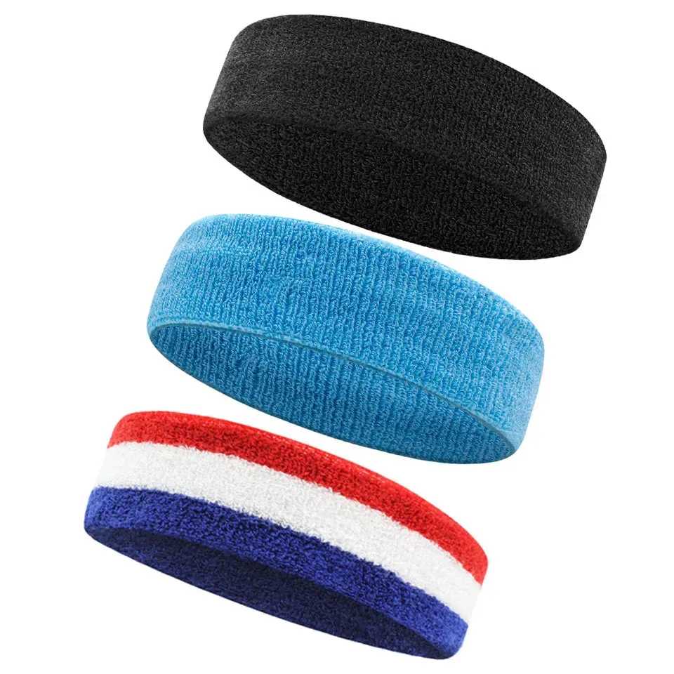 3Pc Moisture Wicking Sports Headbands Sweatproof For Men & Women Tennis Basketball Running Gym