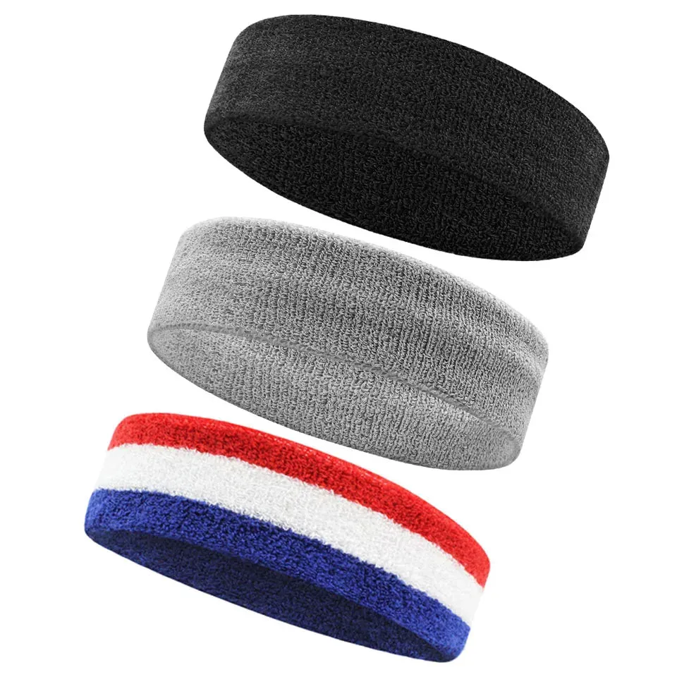 3Pc Moisture Wicking Sports Headbands Sweatproof For Men & Women Tennis Basketball Running Gym