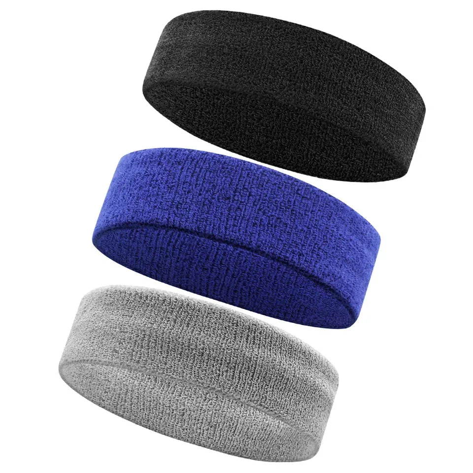 3Pc Moisture Wicking Sports Headbands Sweatproof For Men & Women Tennis Basketball Running Gym