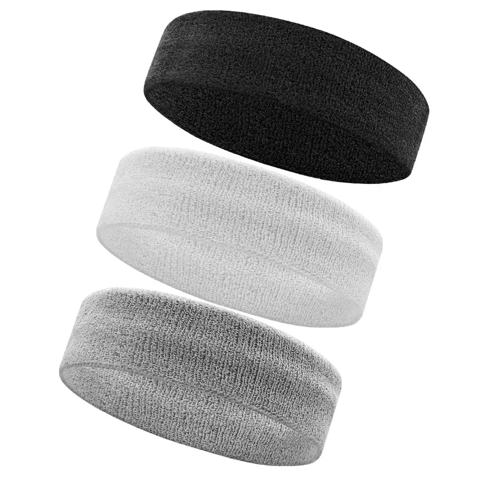 3Pc Moisture Wicking Sports Headbands Sweatproof For Men & Women Tennis Basketball Running Gym