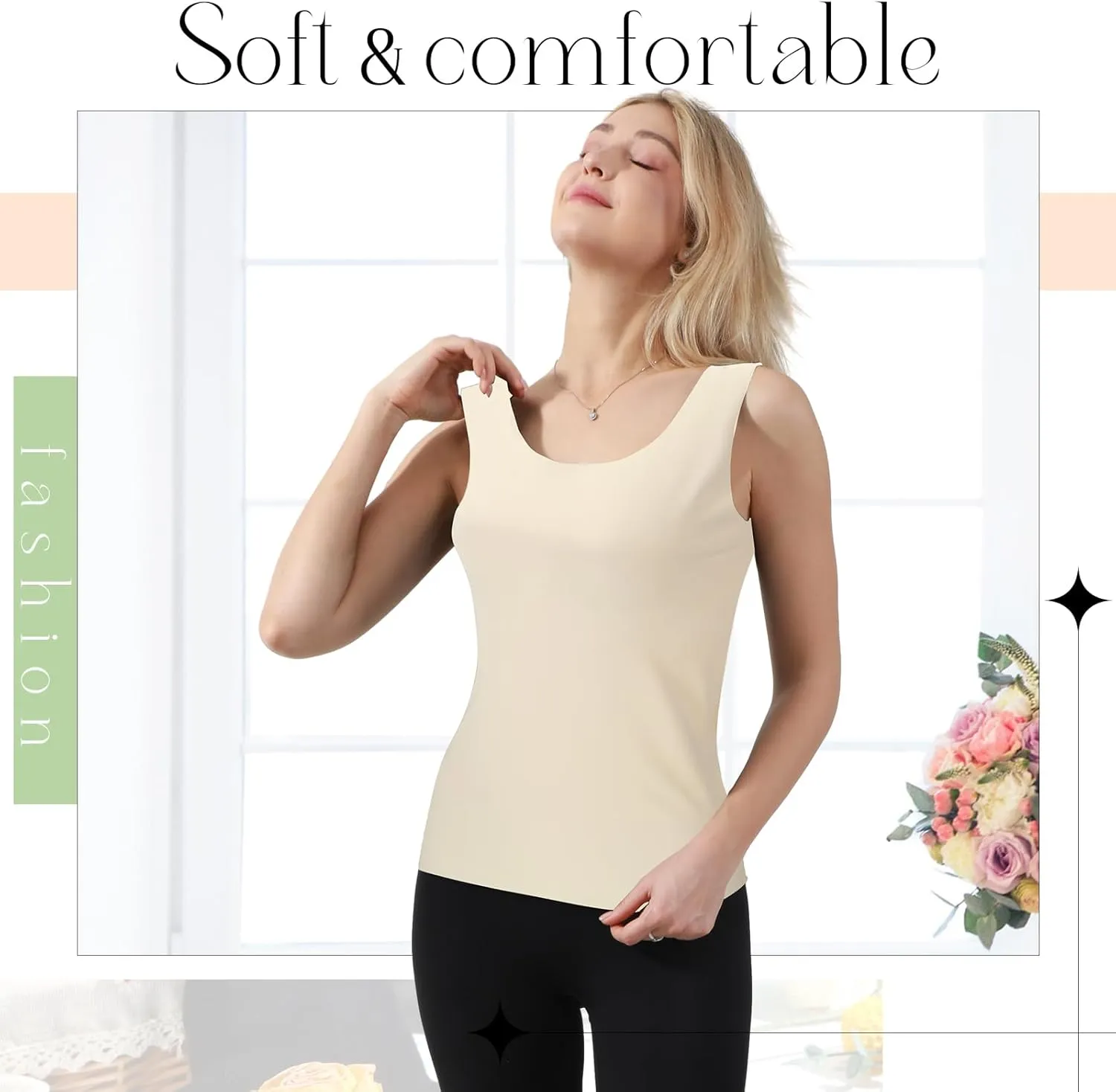 4 Pcs Women's Silky Tank Tops Sleeveless Elastic Cooling Basic Camisoles Ice Silk Casual Cami Tops