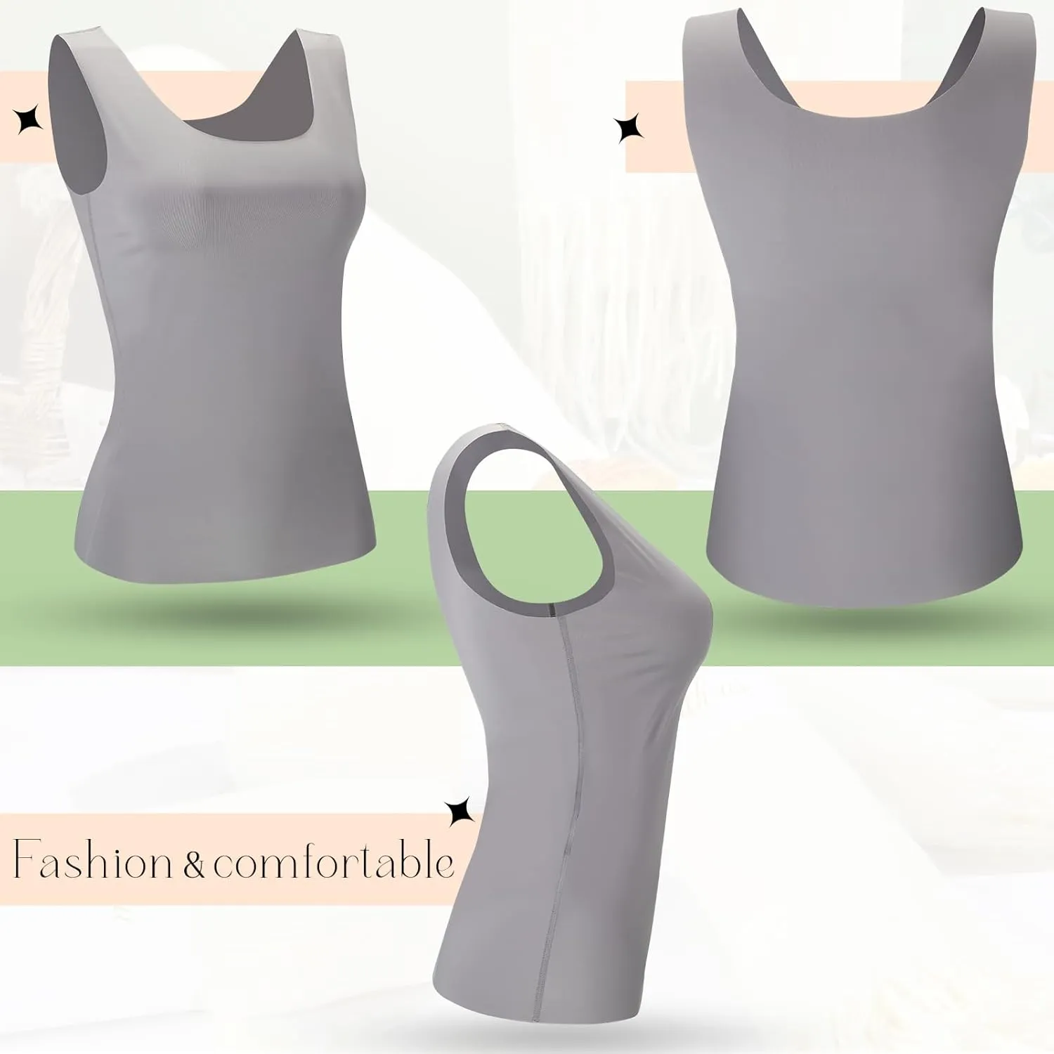 4 Pcs Women's Silky Tank Tops Sleeveless Elastic Cooling Basic Camisoles Ice Silk Casual Cami Tops