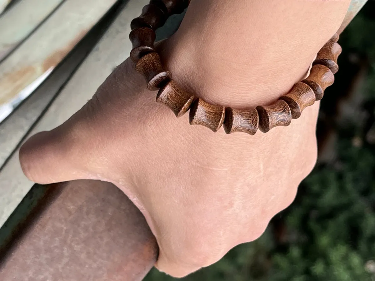 7.5" 10x12mm brown Sandalwood bamboo beads beaded elastic bracelets
