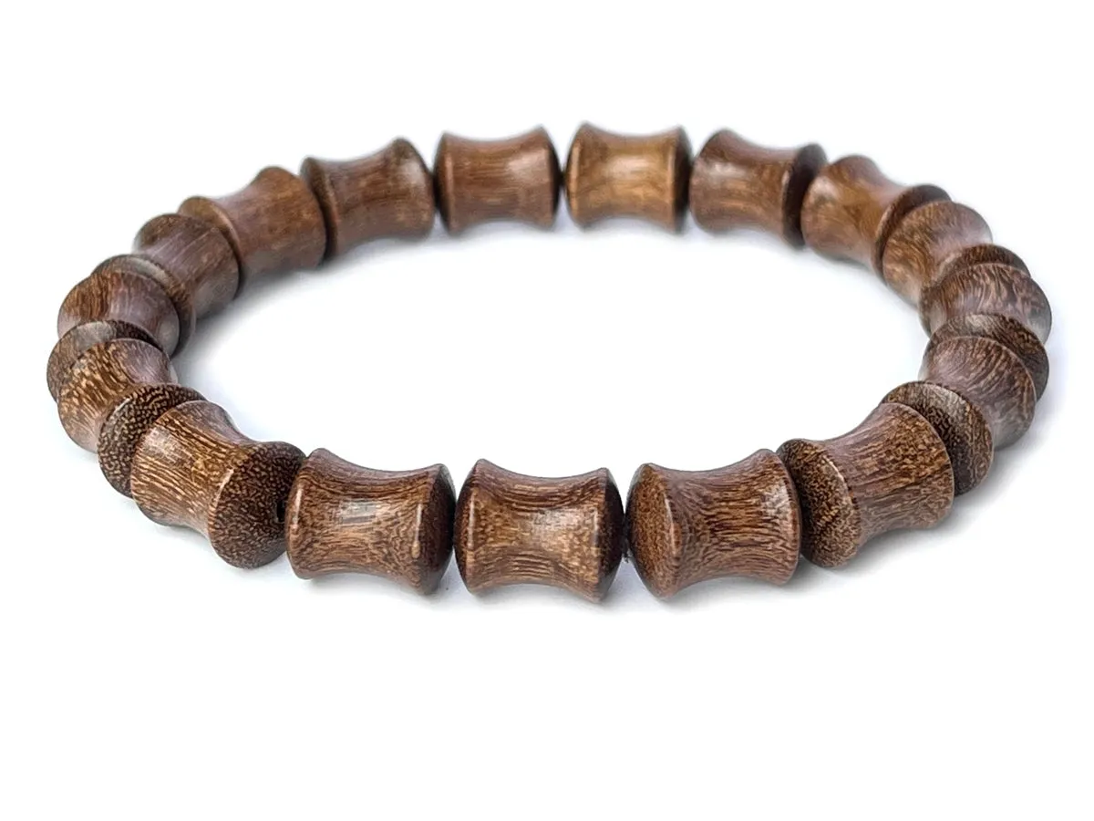 7.5" 10x12mm brown Sandalwood bamboo beads beaded elastic bracelets
