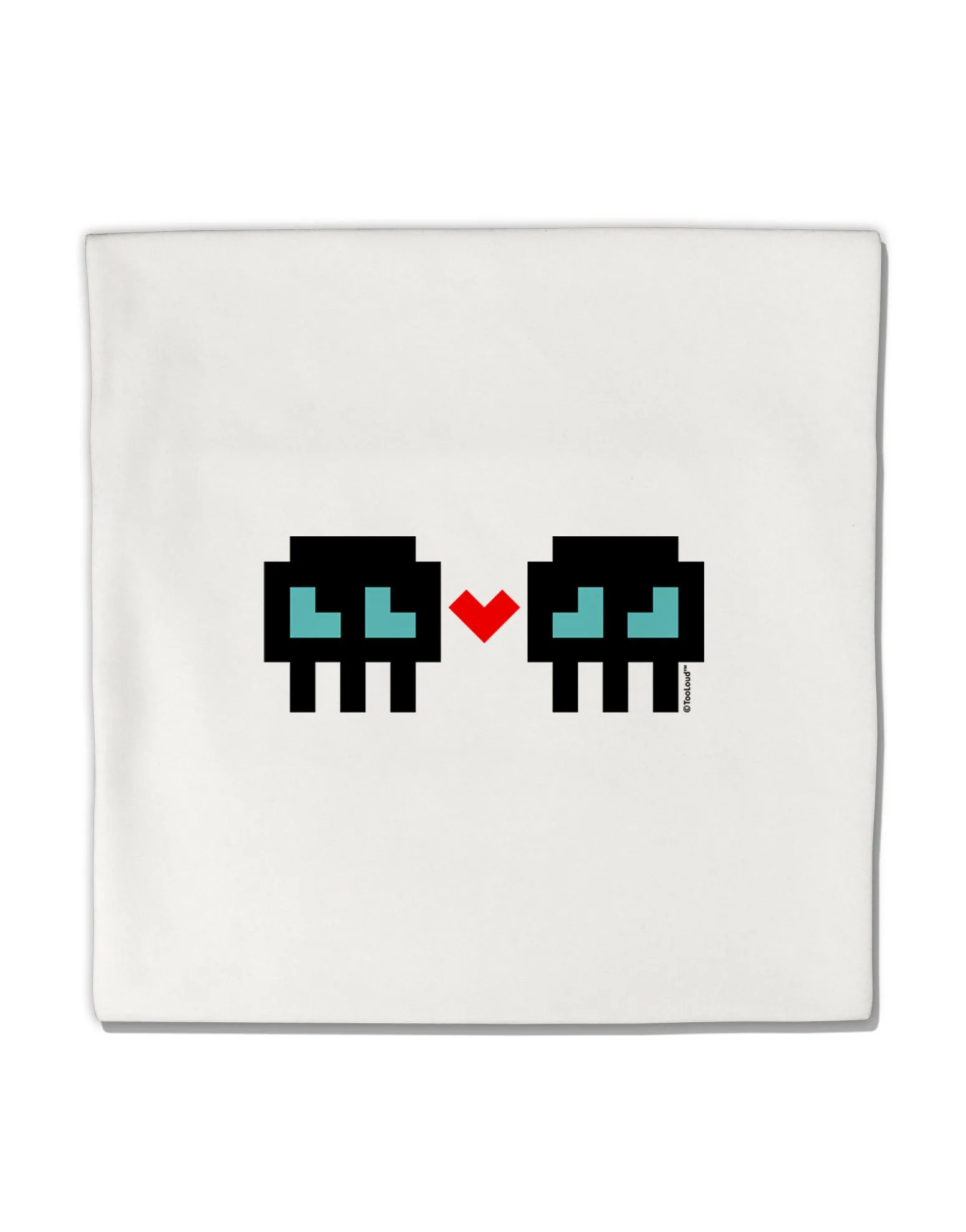 8-Bit Skull Love - Boy and Boy Micro Fleece 14&#x22;x14&#x22; Pillow Sham