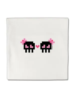 8-Bit Skull Love - Girl and Girl Micro Fleece 14&#x22;x14&#x22; Pillow Sham