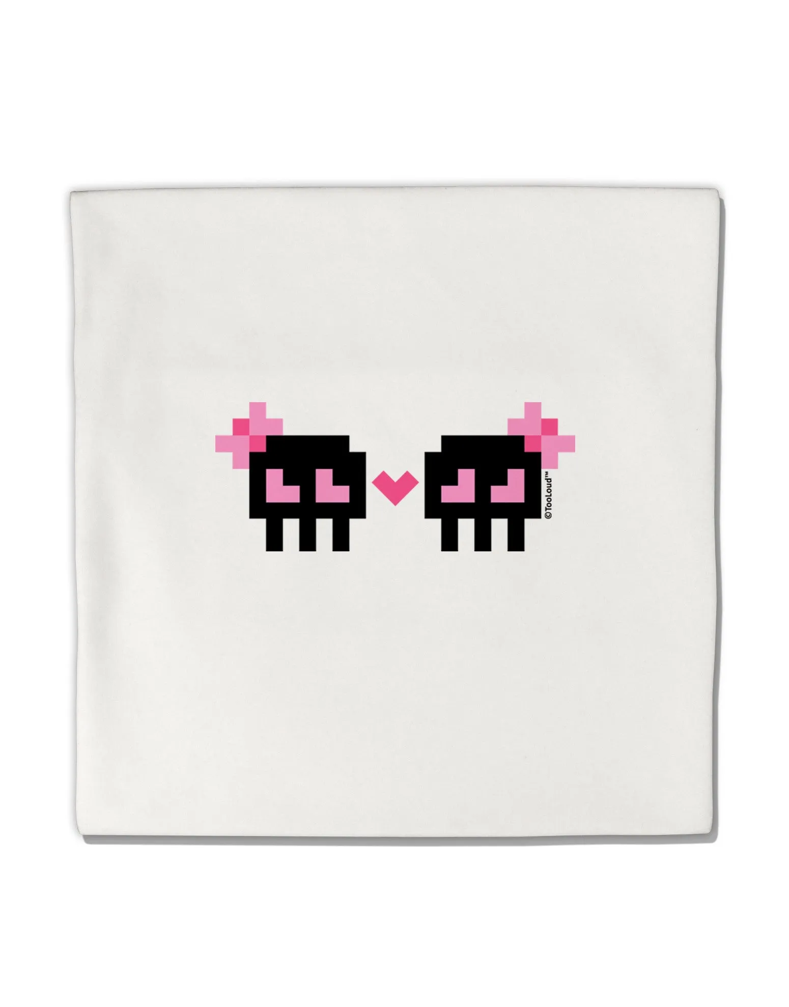 8-Bit Skull Love - Girl and Girl Micro Fleece 14&#x22;x14&#x22; Pillow Sham