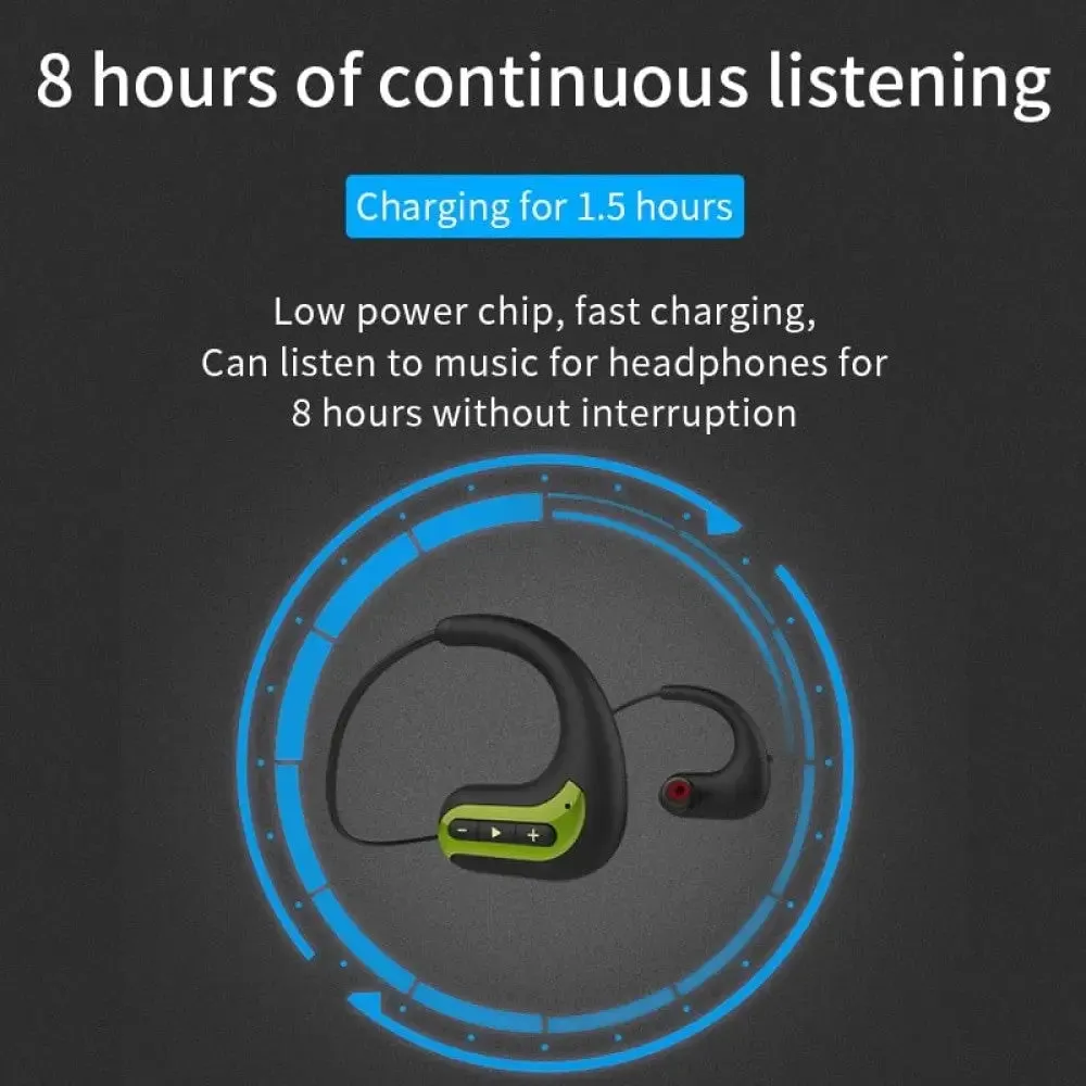8gb Wireless Bluetooth Mp3 Music Player Waterproof Swimming Diving Headset Earphones for Huawei