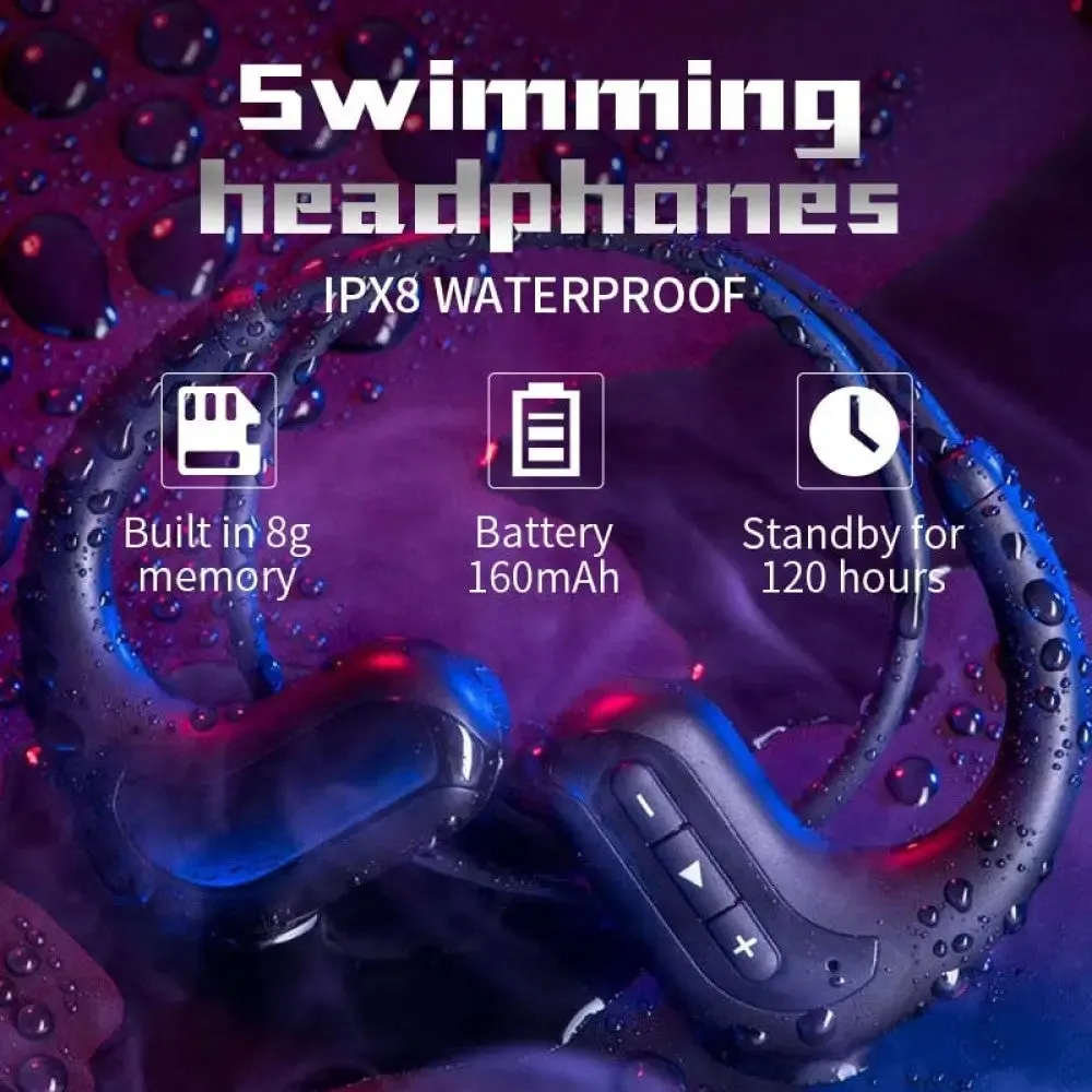 8gb Wireless Bluetooth Mp3 Music Player Waterproof Swimming Diving Headset Earphones for Huawei