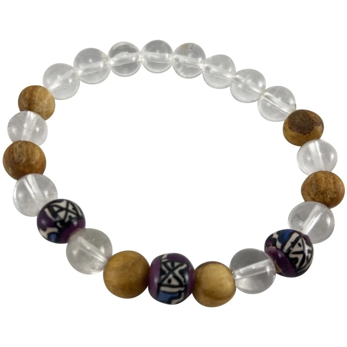 8MM Palo Santo & Clear Quartz Bracelet