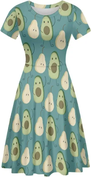 AFPANQZ Women's Summer Dresses Short Sleeves Scoop Neck Flared Swing T-Shirt Dress