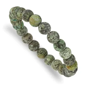 African Pine Agate Beaded Stretch Bracelet