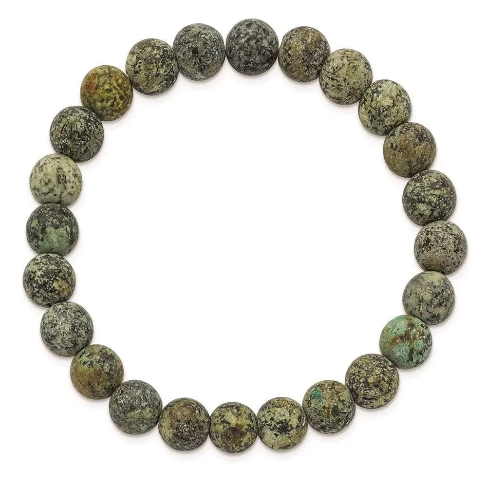 African Pine Agate Beaded Stretch Bracelet