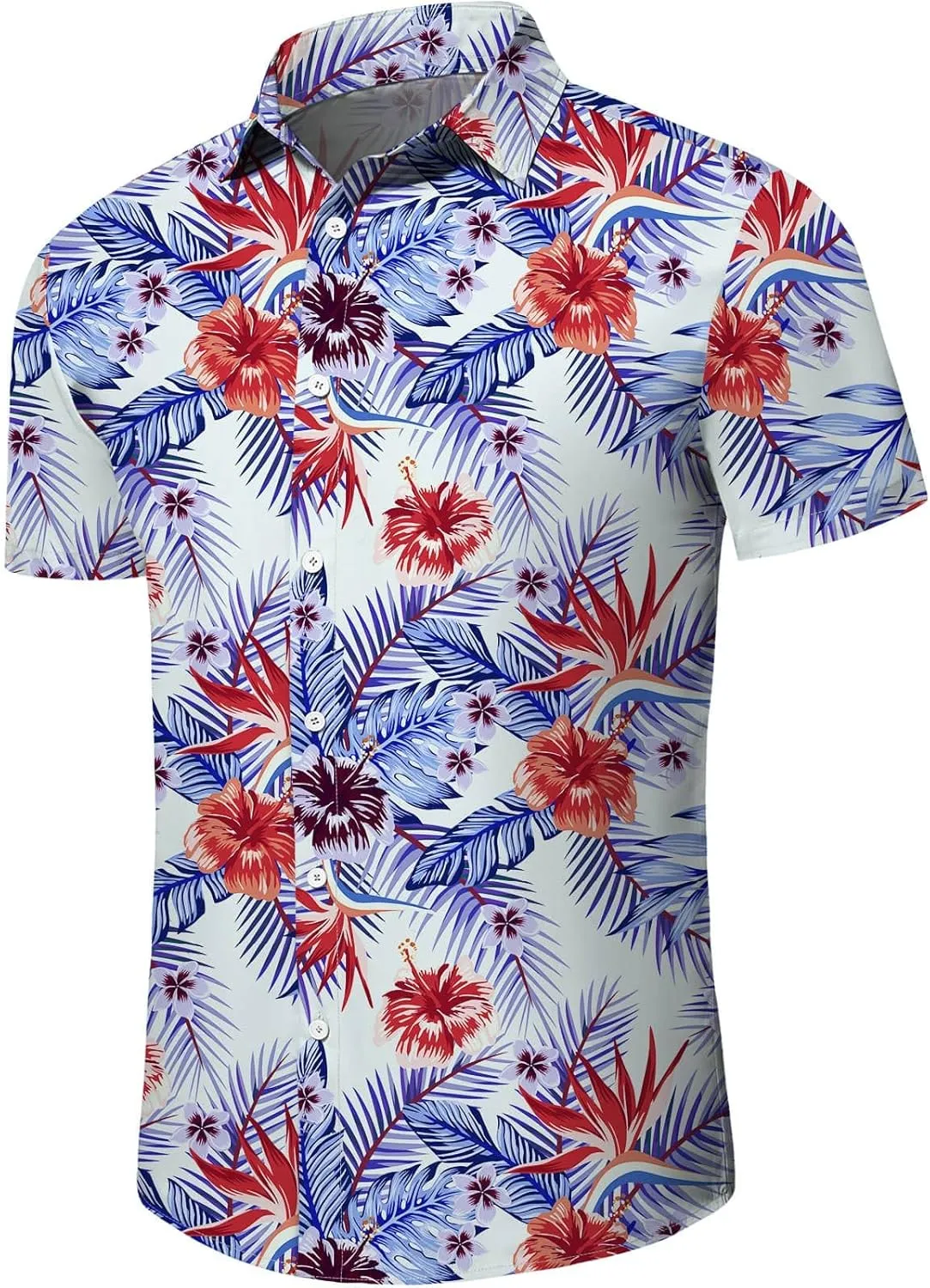 Aiyino Men's Hawaiian Shirt Short Sleeves Printed Button Down Summer Beach Dress Shirts