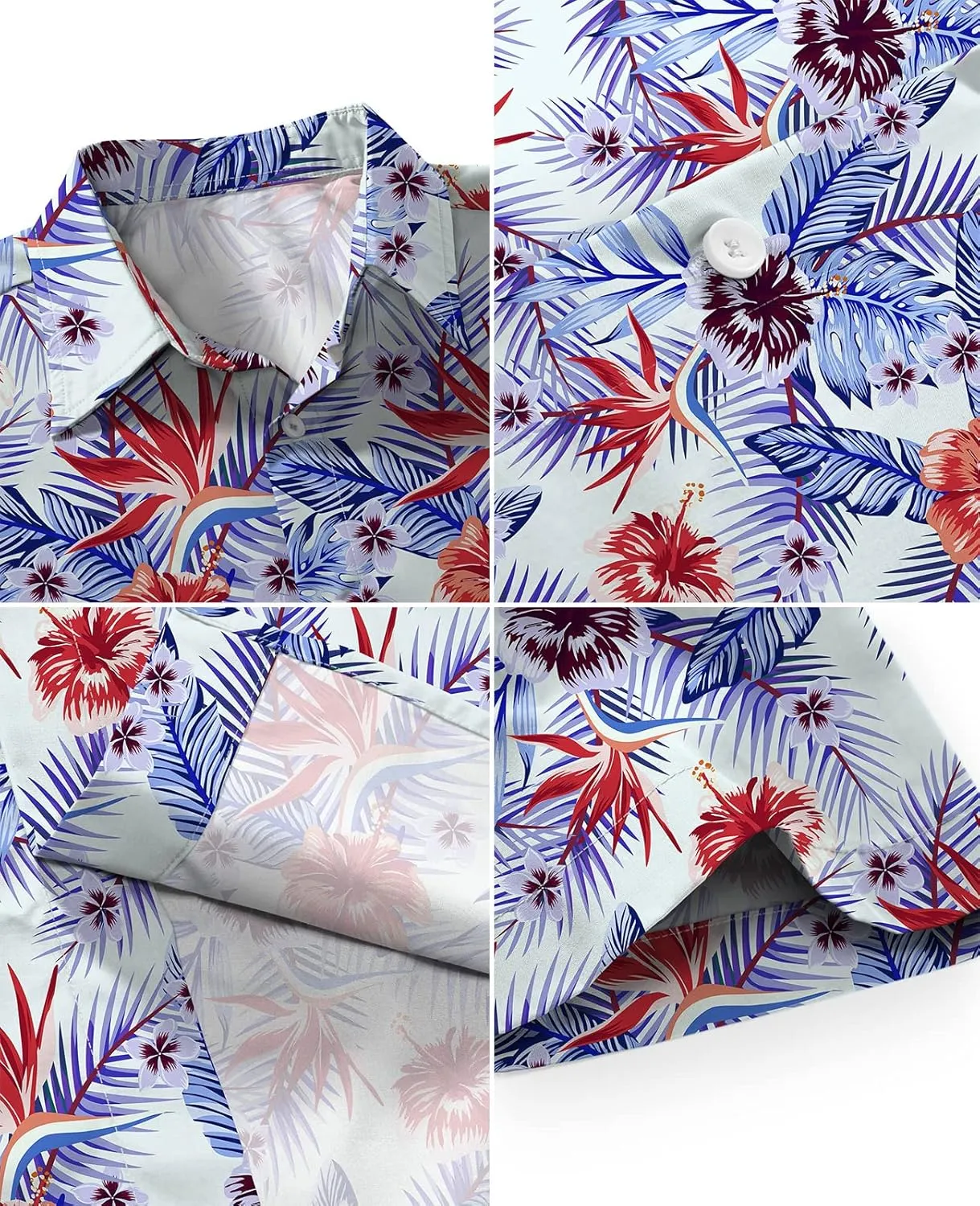 Aiyino Men's Hawaiian Shirt Short Sleeves Printed Button Down Summer Beach Dress Shirts