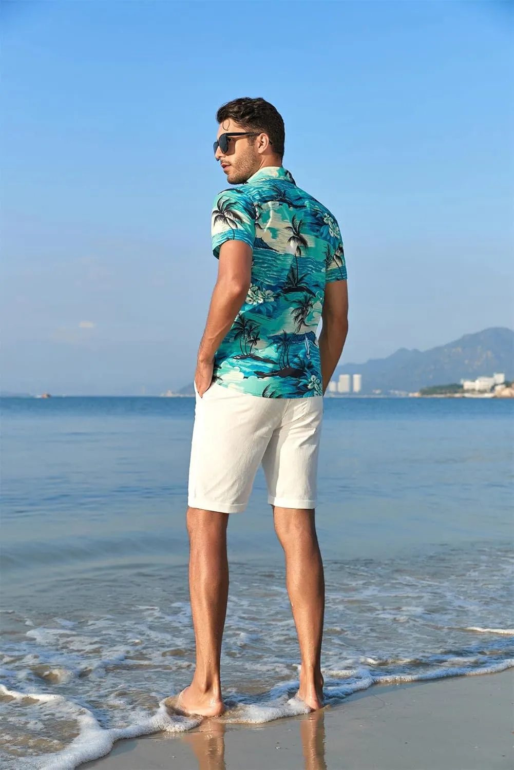 Aiyino Men's Hawaiian Shirt Short Sleeves Printed Button Down Summer Beach Dress Shirts