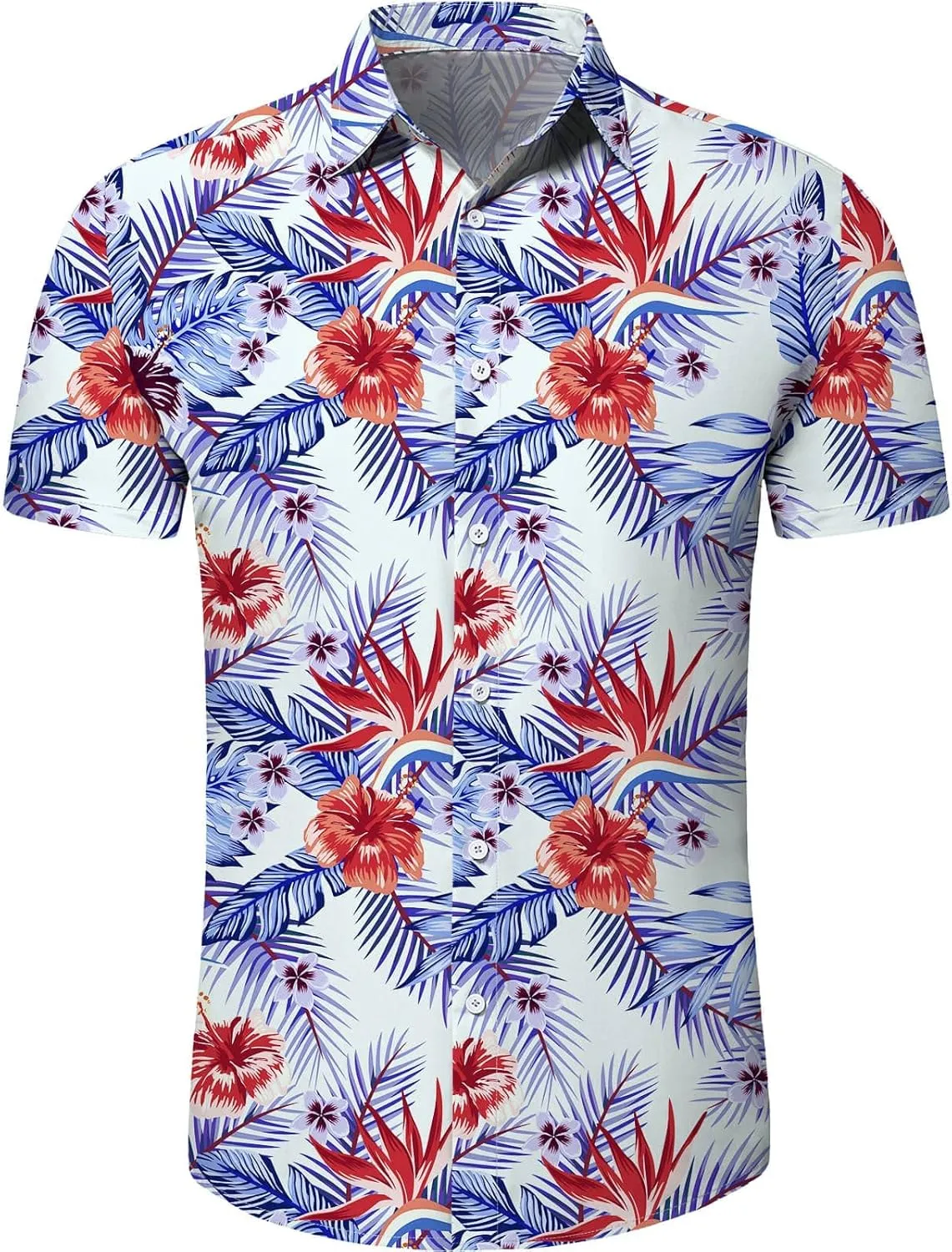 Aiyino Men's Hawaiian Shirt Short Sleeves Printed Button Down Summer Beach Dress Shirts