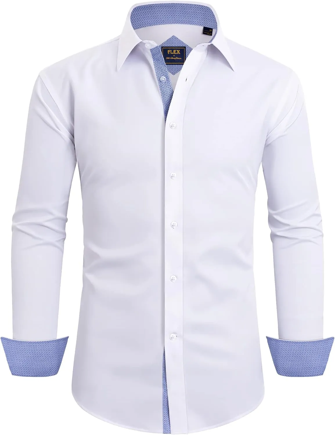Alimens & Gentle Men's Dress Shirts Long Sleeve Wrinkle-Free Business Casual Button Down Shirt