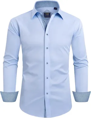Alimens & Gentle Men's Dress Shirts Long Sleeve Wrinkle-Free Business Casual Button Down Shirt