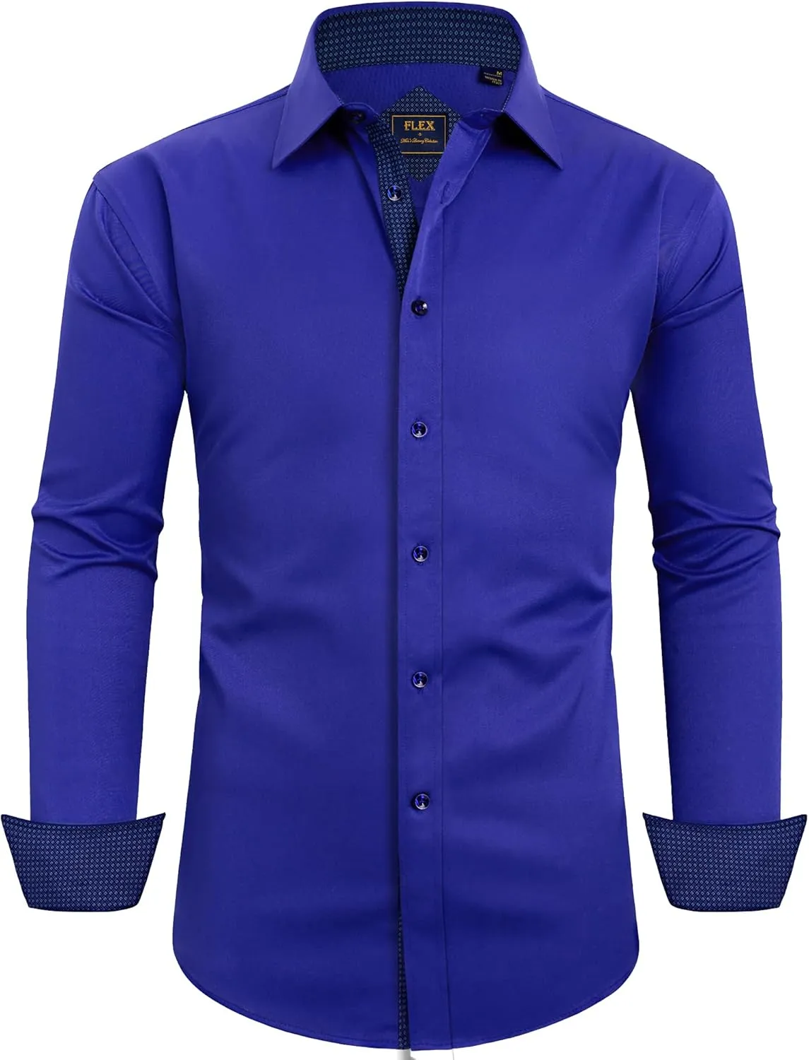 Alimens & Gentle Men's Dress Shirts Long Sleeve Wrinkle-Free Business Casual Button Down Shirt