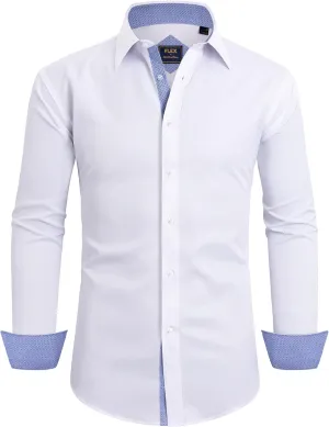 Alimens & Gentle Men's Dress Shirts Long Sleeve Wrinkle-Free Business Casual Button Down Shirt
