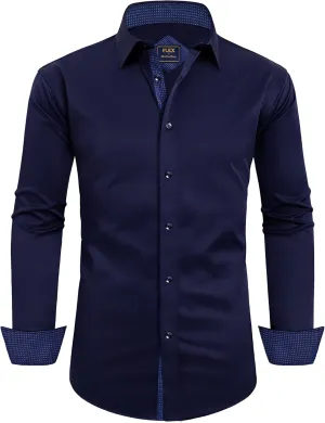 Alimens & Gentle Men's Dress Shirts Long Sleeve Wrinkle-Free Business Casual Button Down Shirt