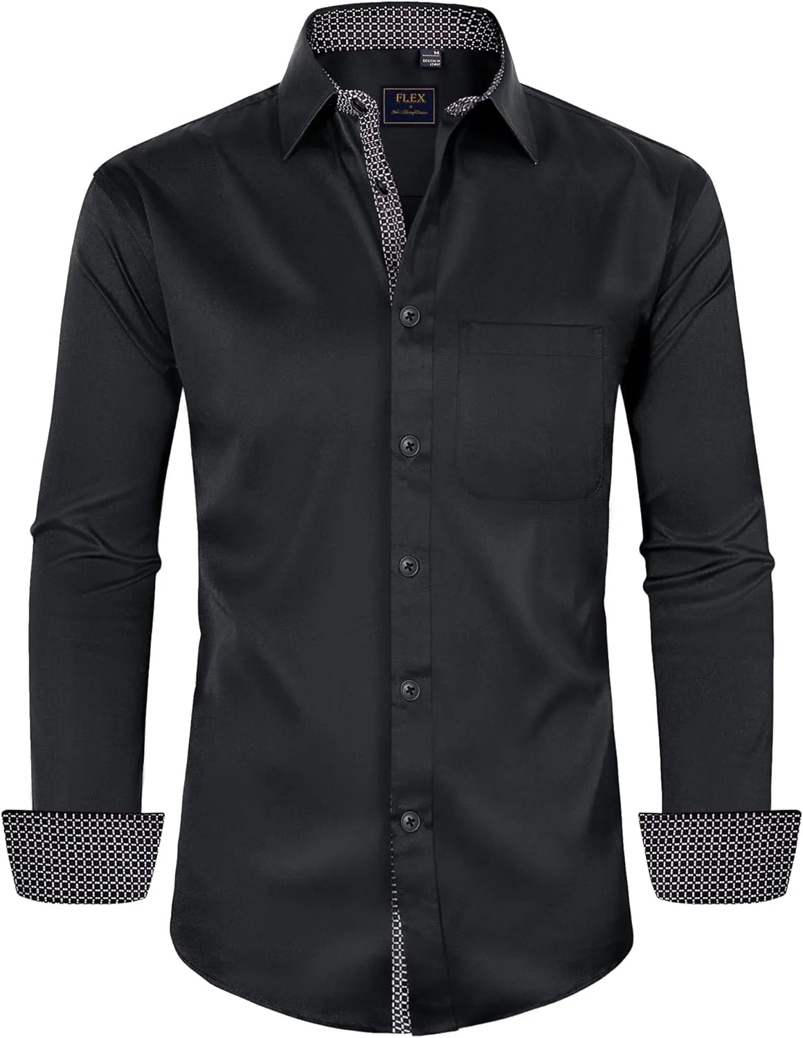 Alimens & Gentle Men's Dress Shirts Long Sleeve Wrinkle-Free Business Casual Button Down Shirt