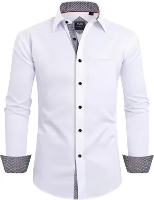 Alimens & Gentle Men's Dress Shirts Long Sleeve Wrinkle-Free Business Casual Button Down Shirt