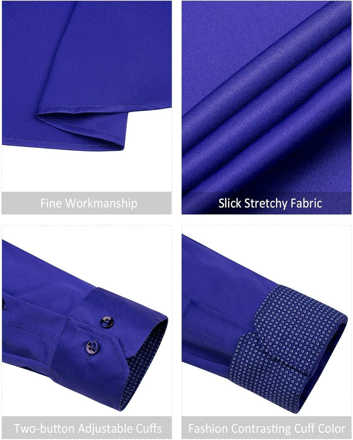Alimens & Gentle Men's Dress Shirts Long Sleeve Wrinkle-Free Business Casual Button Down Shirt