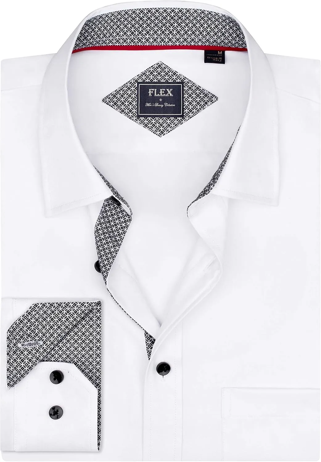 Alimens & Gentle Men's Dress Shirts Long Sleeve Wrinkle-Free Business Casual Button Down Shirt