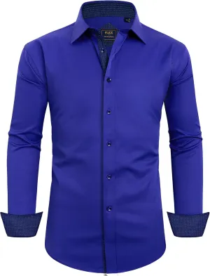 Alimens & Gentle Men's Dress Shirts Long Sleeve Wrinkle-Free Business Casual Button Down Shirt