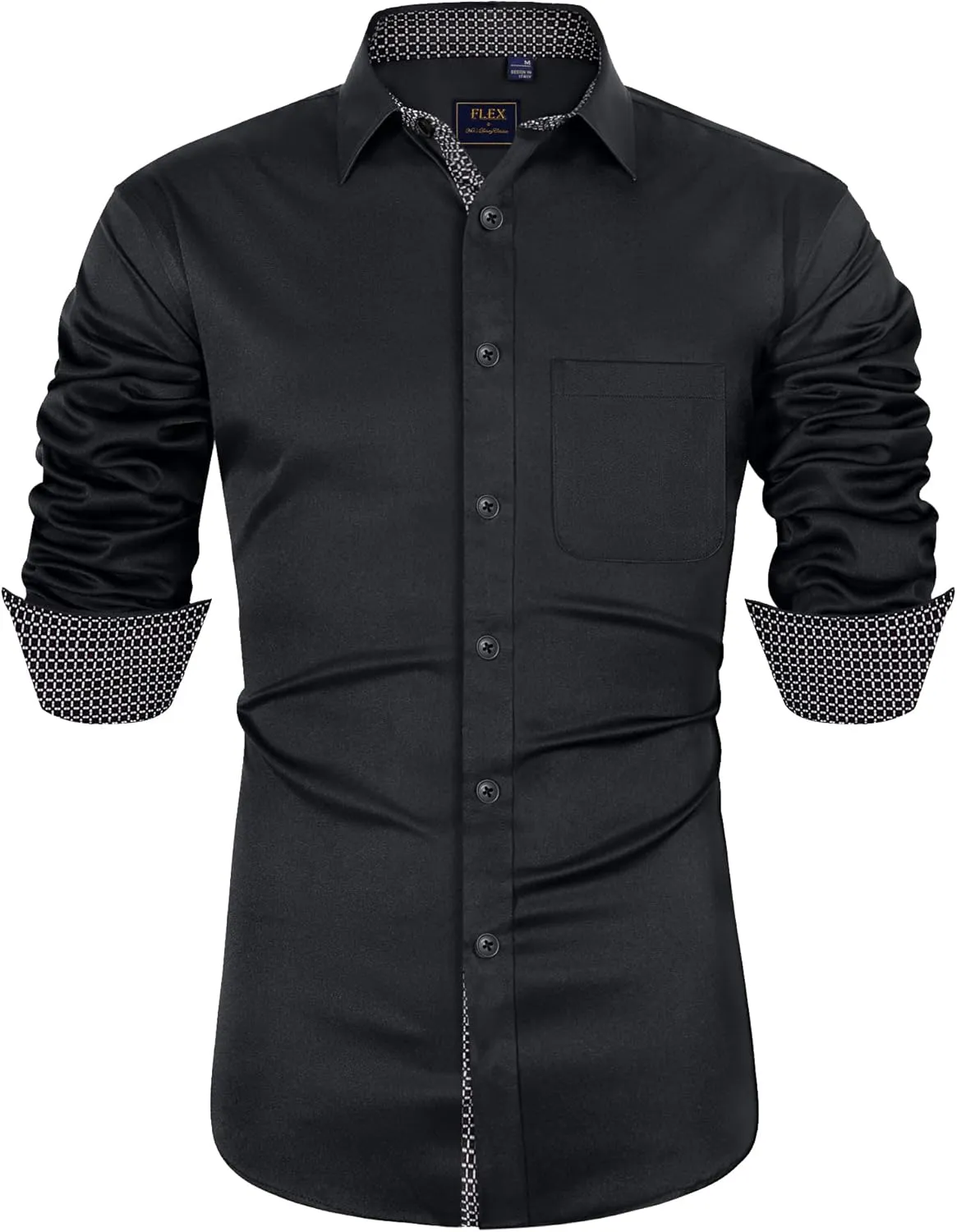 Alimens & Gentle Men's Dress Shirts Long Sleeve Wrinkle-Free Business Casual Button Down Shirt