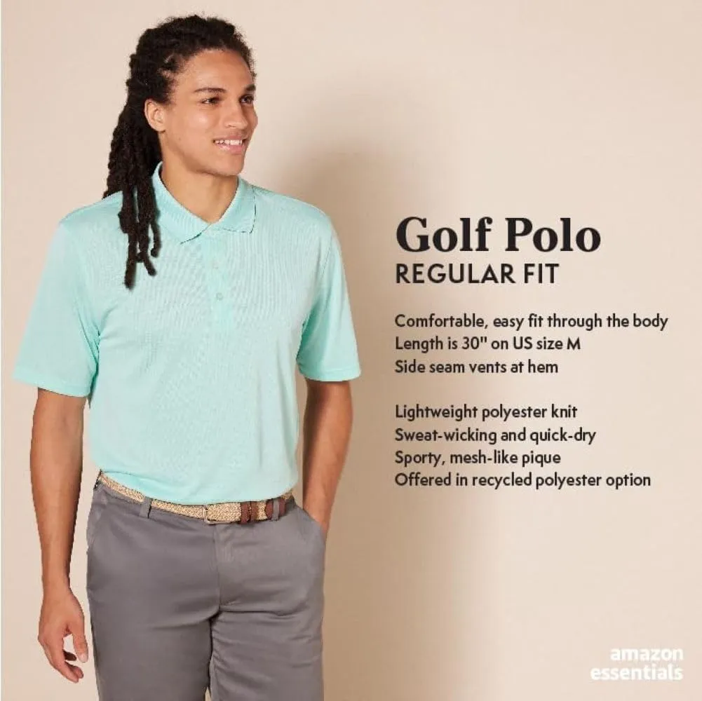 Amazon Essentials Men's Golf Polo Shirt, Quick Dry, Short Sleeve
