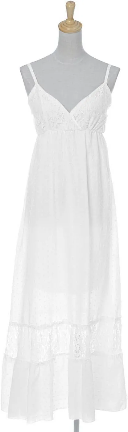 Anna-Kaci Womens Adjustable Spaghetti Strap Sleeveless Long Lace Boho Dress