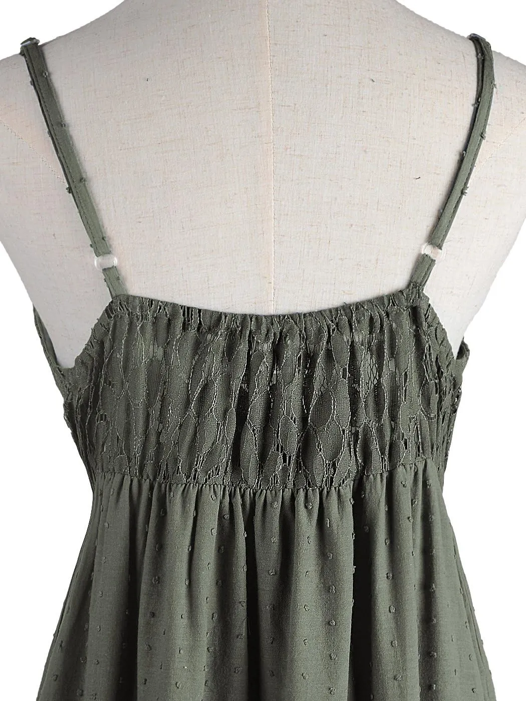 Anna-Kaci Womens Adjustable Spaghetti Strap Sleeveless Long Lace Boho Dress