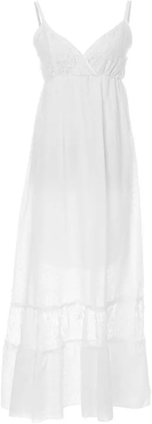 Anna-Kaci Womens Adjustable Spaghetti Strap Sleeveless Long Lace Boho Dress