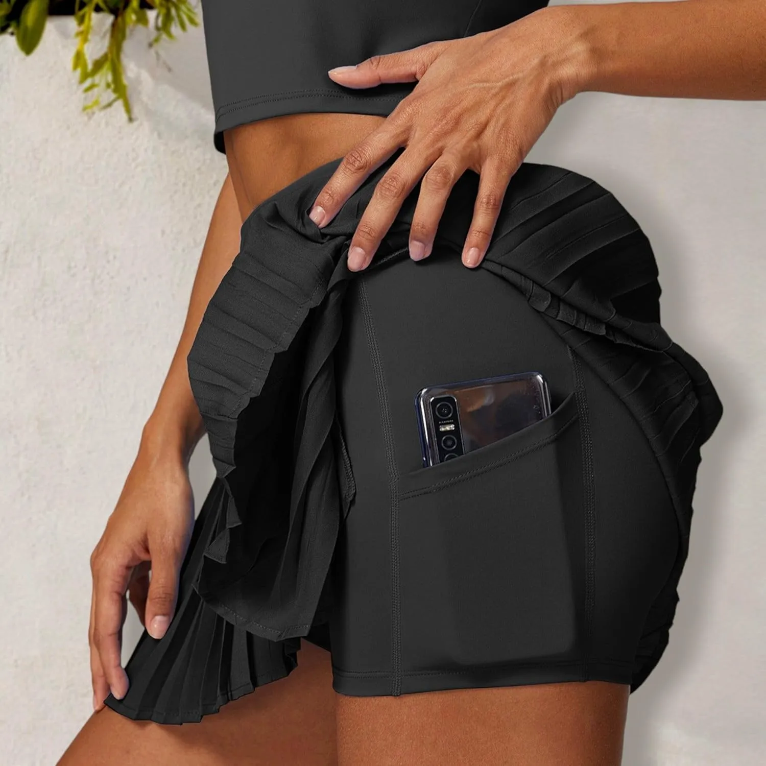 Anna-Kaci Women's High Waist Pleated Skort with Built-in Shorts and Asymmetrical Wrap Design
