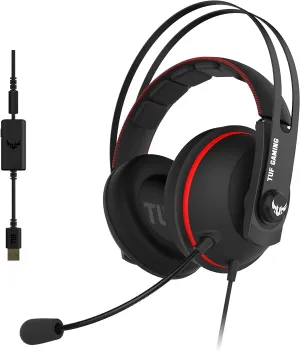 Asus TUF Gaming H7 PC and PS4 gaming headset with onboard 7.1 virtual surround and upgraded ear cushions for eyewear comfort - Red
