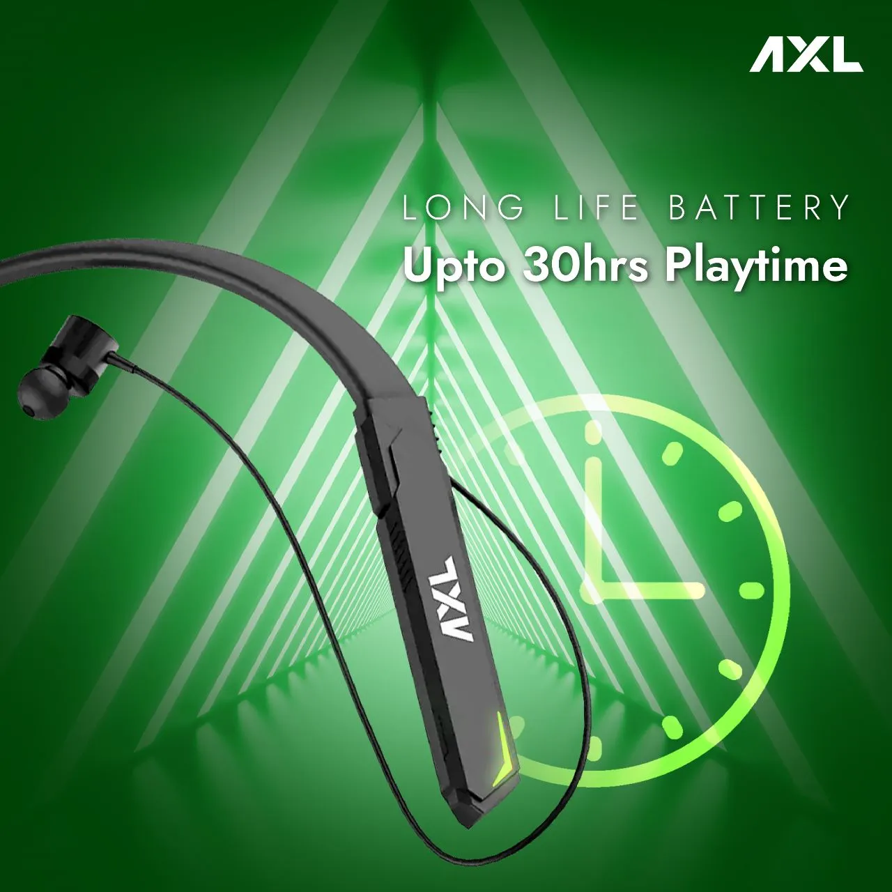 AXL GN01 Falcon Wireless Gaming Neckband Up to 30Hrs Playtime, Bluetooth 5.0, 3D Sound Quality with Mic, Type-C Charging, IPX4 (Black)