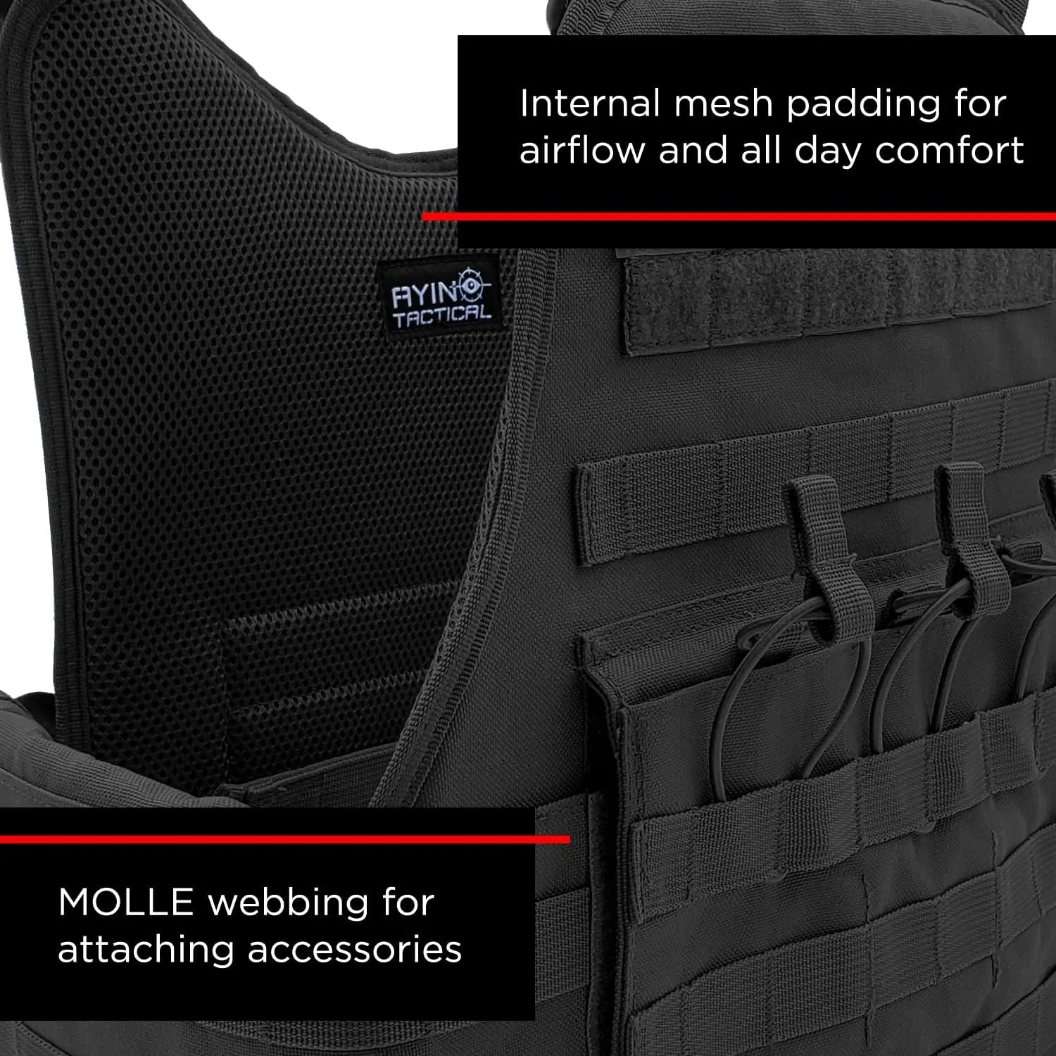 AYIN MOLLE Breathable Outdoor Vest with Hook and Loop attachment points