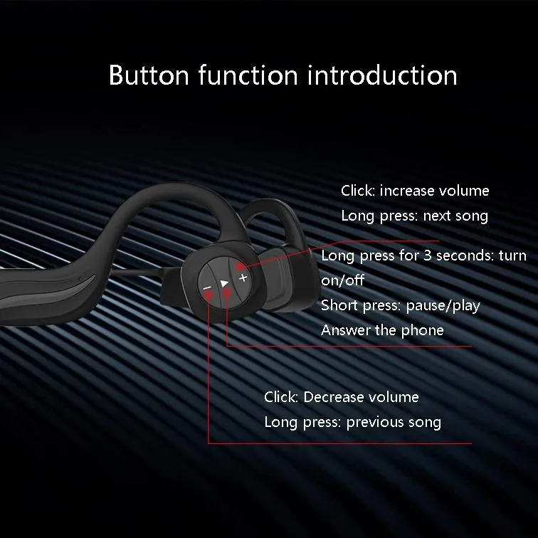 B20 Magnetic Suction Charging Bone Conduction Wireless Swimming Earphone Red