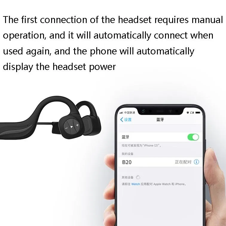 B20 Magnetic Suction Charging Bone Conduction Wireless Swimming Earphone Red
