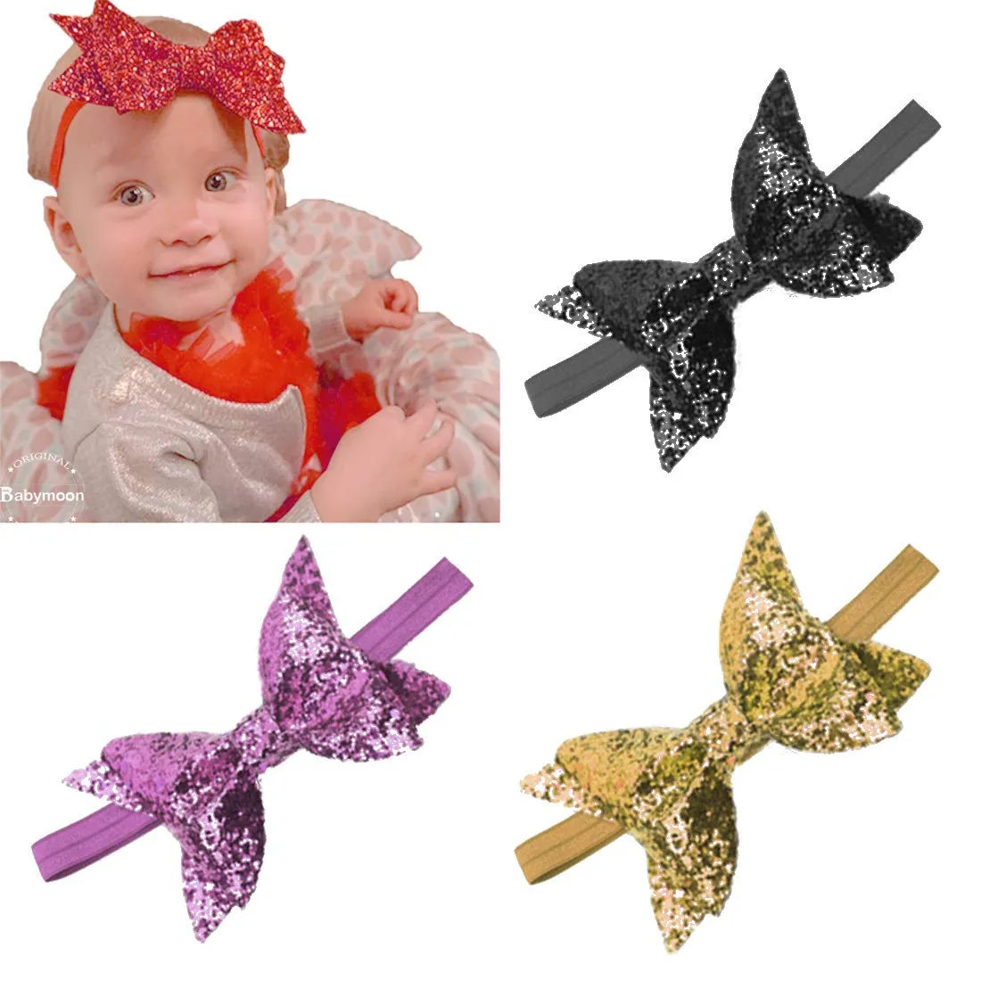 Babymoon Glittering Bow Hairbands Headbands